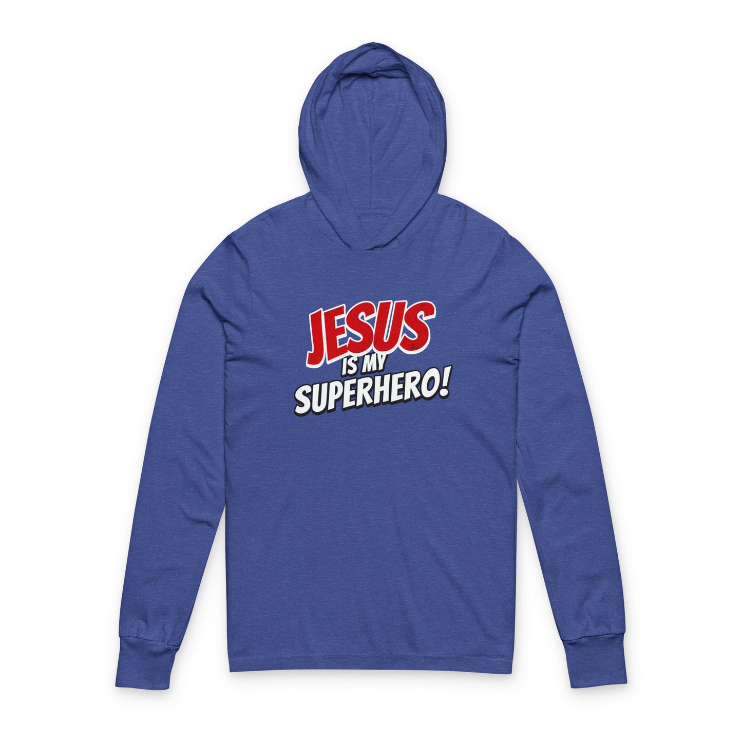 Jesus Is My Superhero Hoodie Tee — Christian Faith Long-Sleeve Hooded Shirt